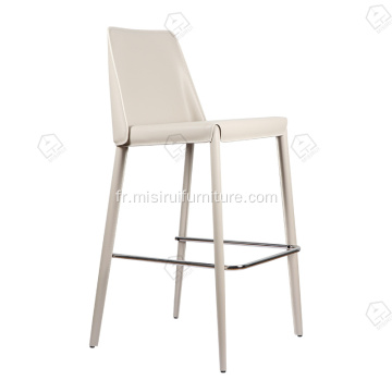 Tabouret de bar morden en cuir en cuir en cuir pur en acier inoxydable